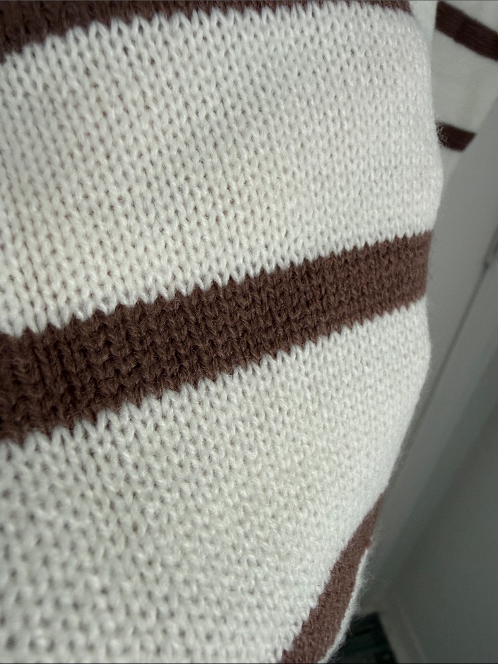 Relaxed Cream & Brown Striped Sleeveless Crew Sweater - Picture 6 of 6